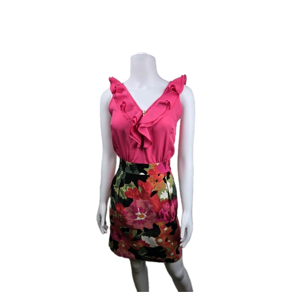Anthropologie Tabitha Pink Pencil Fairygoth Sheath Ruffle Sleeveless Dress 0